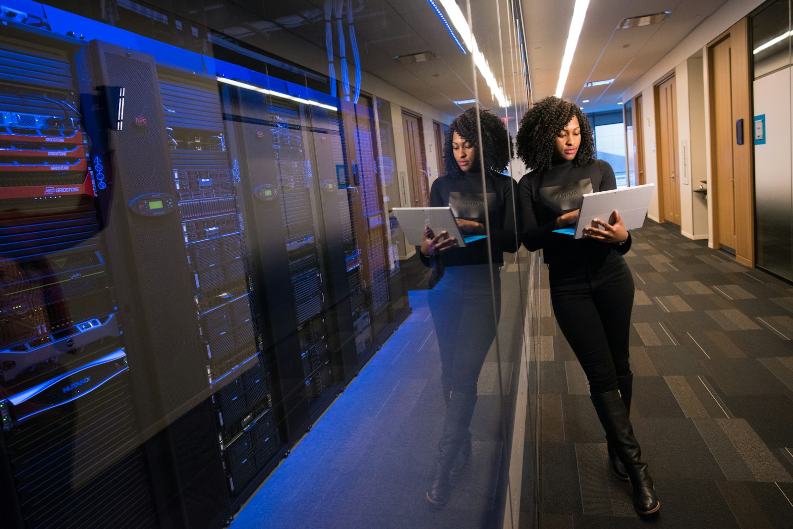 Engineer working in data center